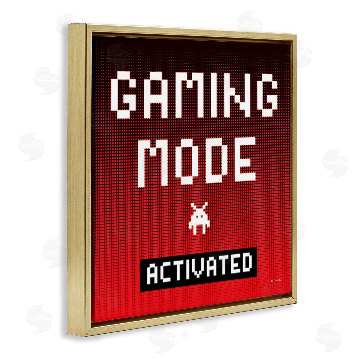 Yass Naffas Designs Gaming Mode Activated Gold Floating Frame Canvas Wall Art Print