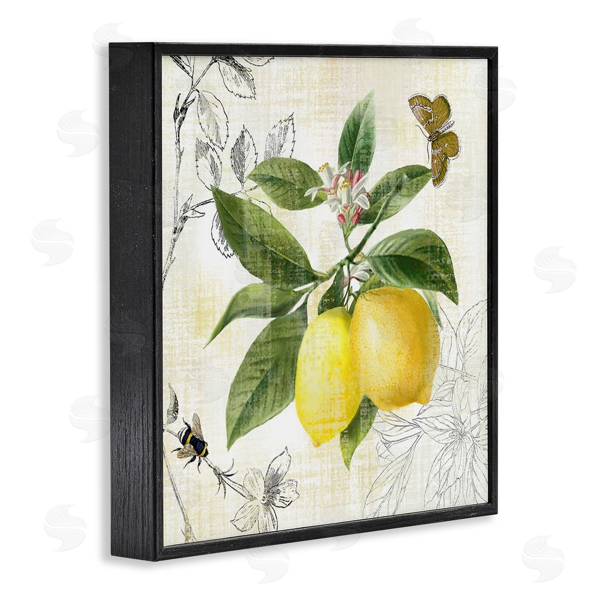 Nan Vintage Lemon Pattern Black Framed Giclee Wall Art Print