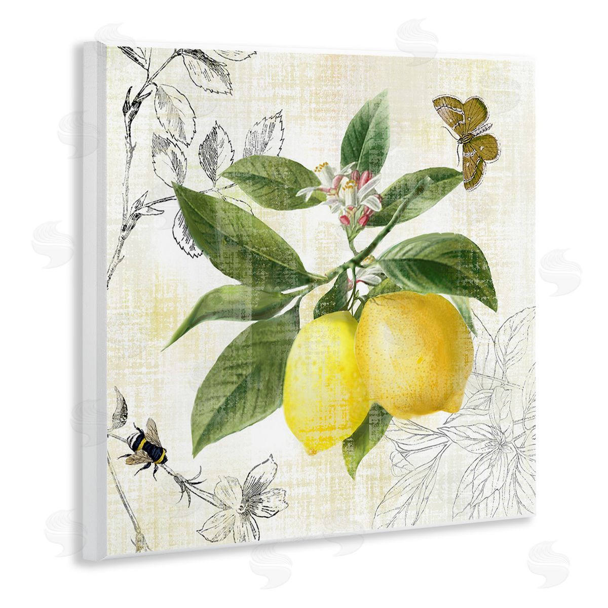 Nan Vintage Lemon Pattern Wooden Wall Plaque Art Print