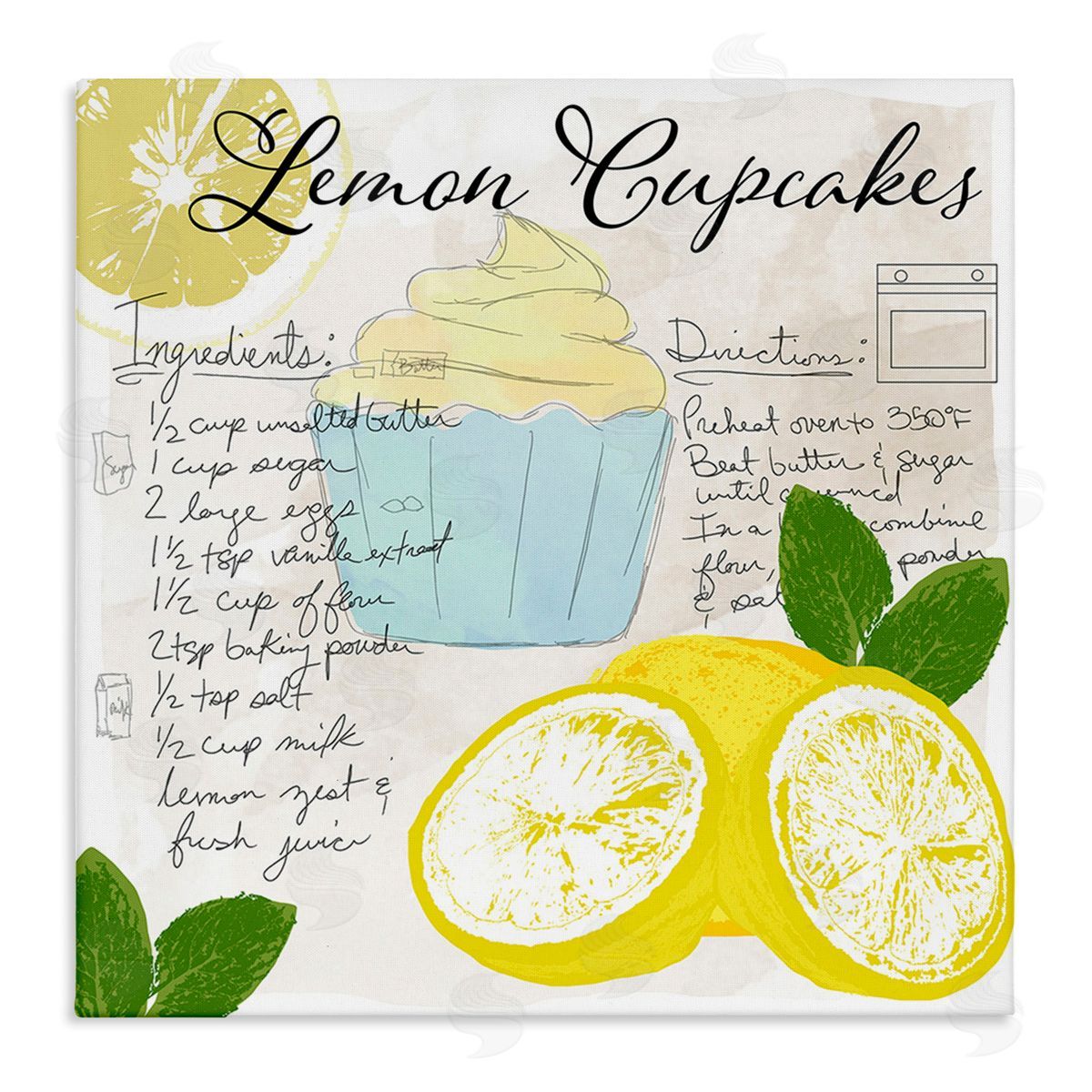 Daniela Santiago Lemon Cupcake Recipe Canvas Wall Art Print