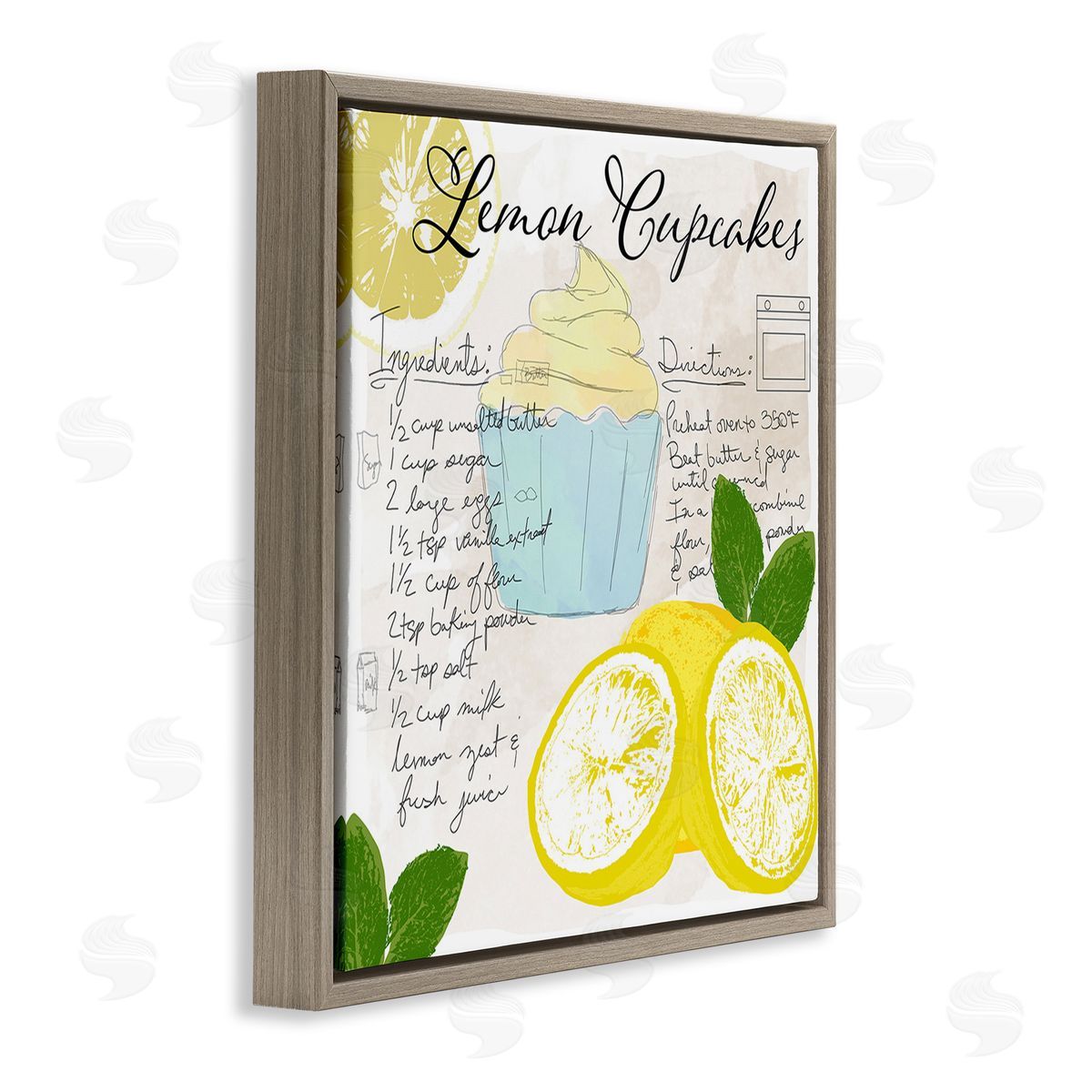 Daniela Santiago Lemon Cupcake Recipe Brown Floating Frame Canvas Wall Art Print