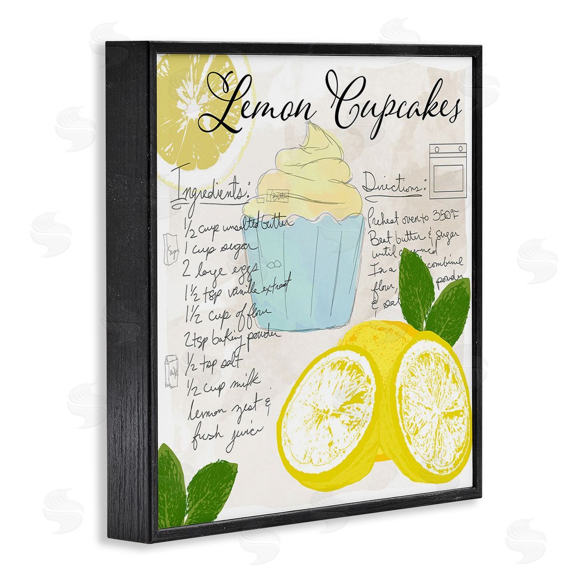 Daniela Santiago Lemon Cupcake Recipe Black Framed Giclee Wall Art Print