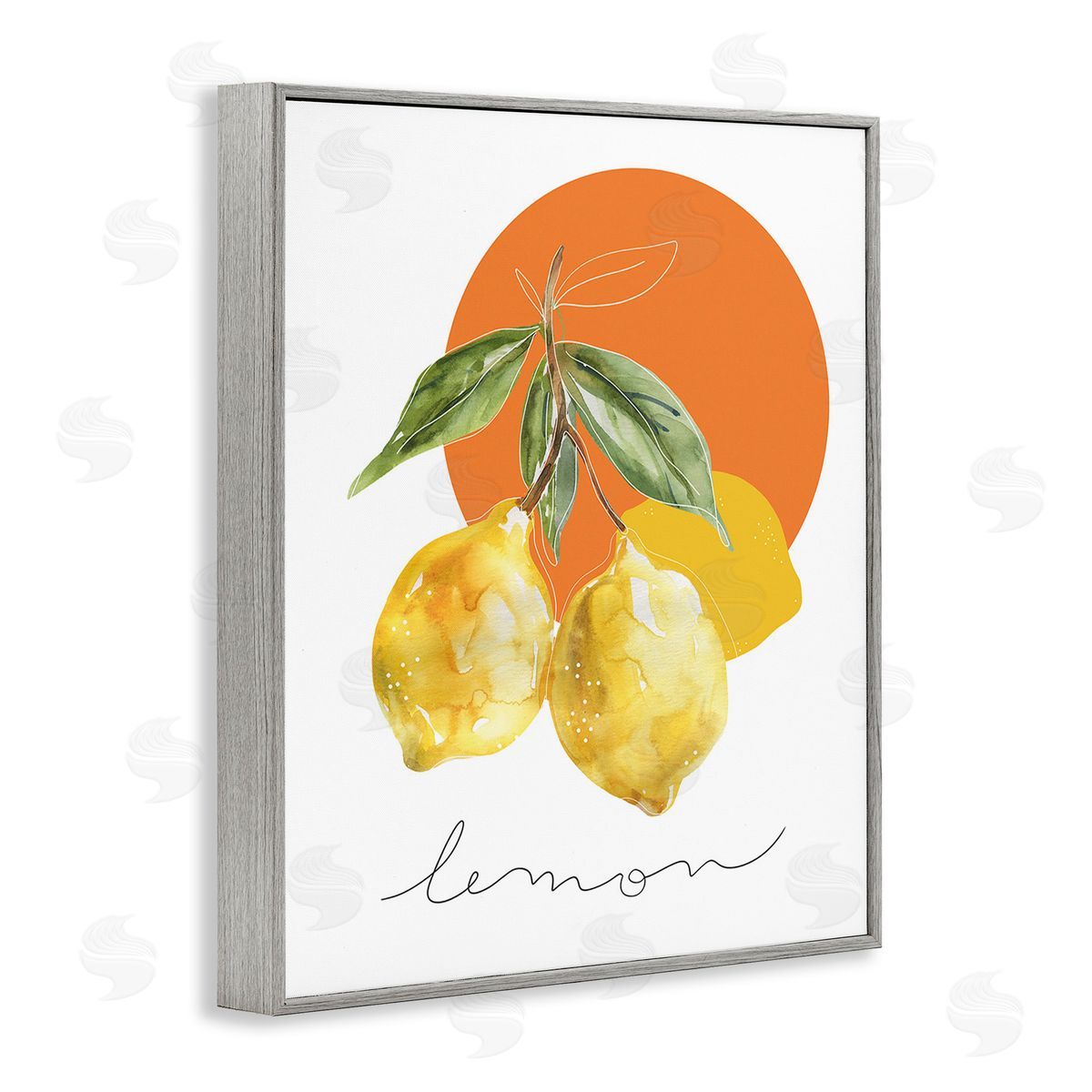 Modern Lemons Branch Grey Frame Print Wall Art, Home Decor by Carol Robinson