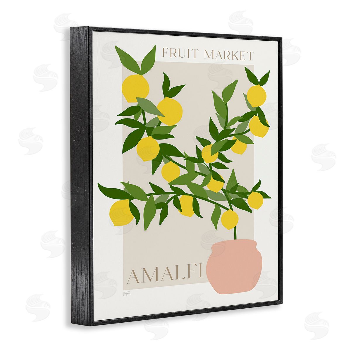 Natalie Carpentieri Minimal Lemon Branch Black Framed Giclee Wall Art Print