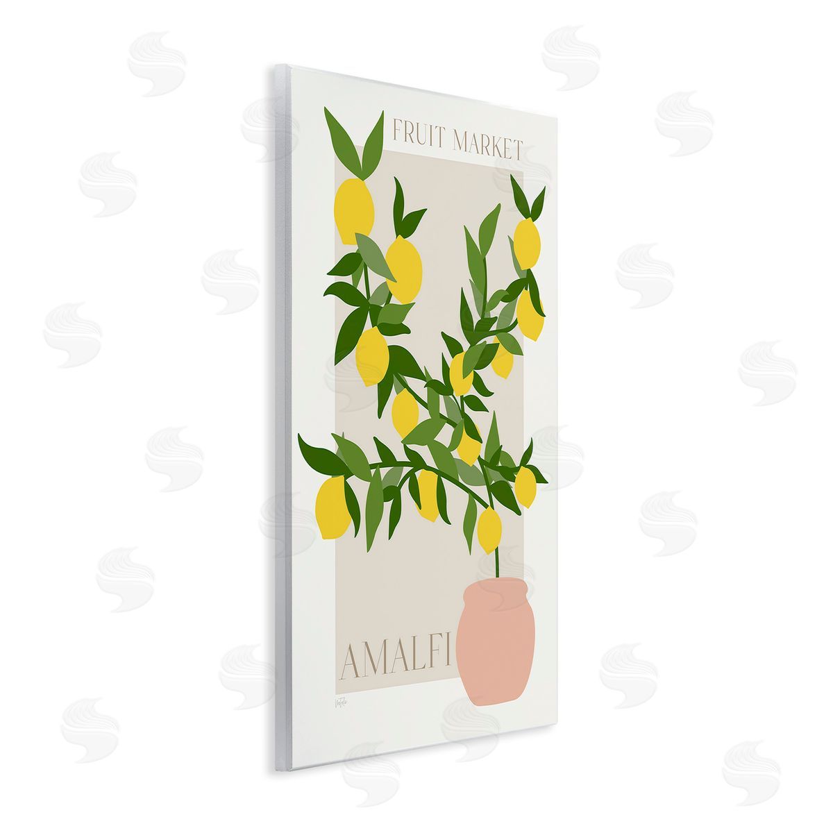 Natalie Carpentieri Minimal Lemon Branch Wooden Wall Plaque Art Print