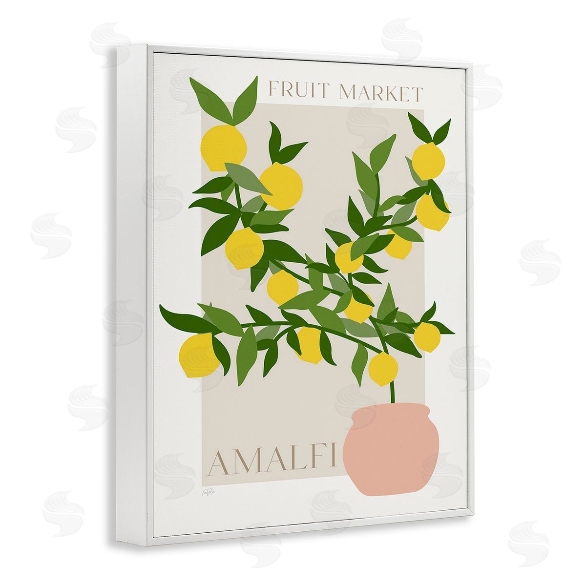 Natalie Carpentieri Minimal Lemon Branch White Framed Giclee Wall Art Print