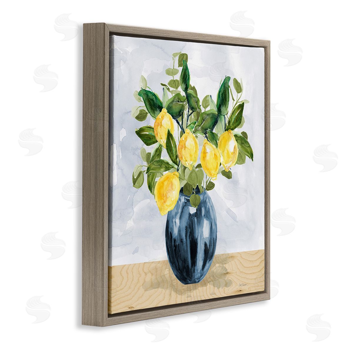 Carol Robinson Lemon Tree Bouquet Brown Floating Frame Canvas Wall Art Print