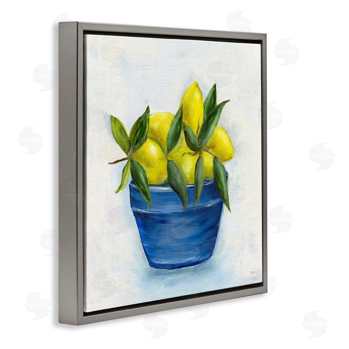 Marilyn Dunlap Lemons in Country Bowl Gray Floating Frame Canvas Wall Art Print