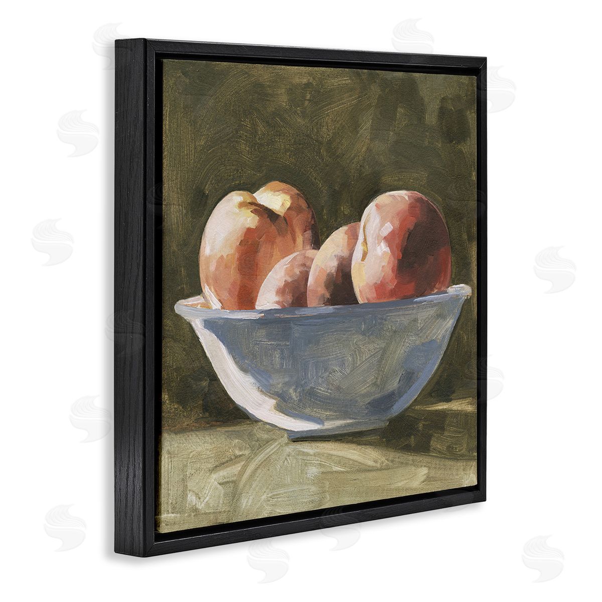 Emma Caroline Apples in Bowl Still Life Black Floating Frame Canvas Wall Art Print