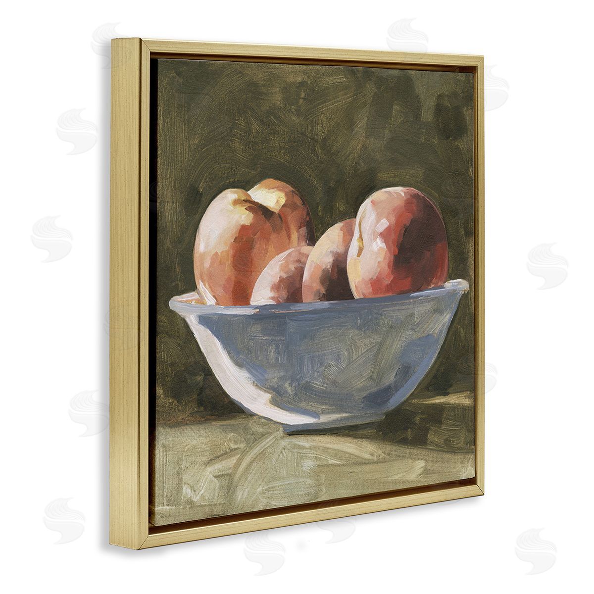 Emma Caroline Apples in Bowl Still Life Gold Floating Frame Canvas Wall Art Print