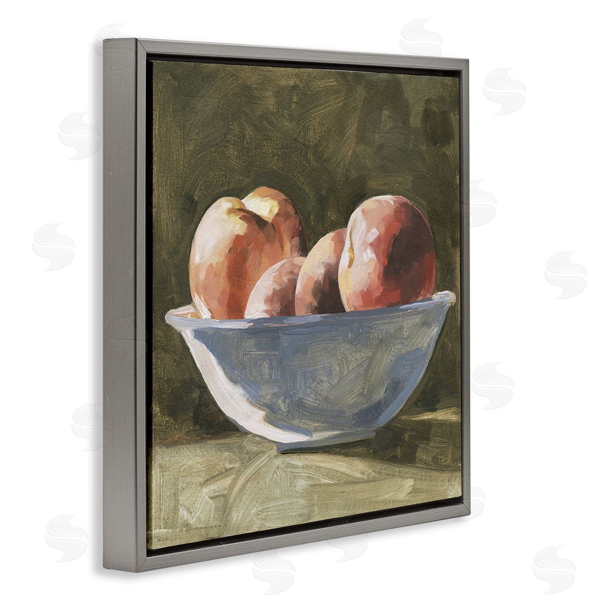 Emma Caroline Apples in Bowl Still Life Gray Floating Frame Canvas Wall Art Print