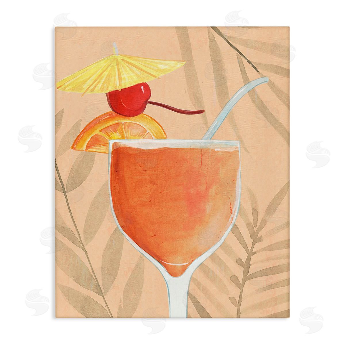 Annie Warren Tropical Cocktail with Fruit Canvas Wall Art Print