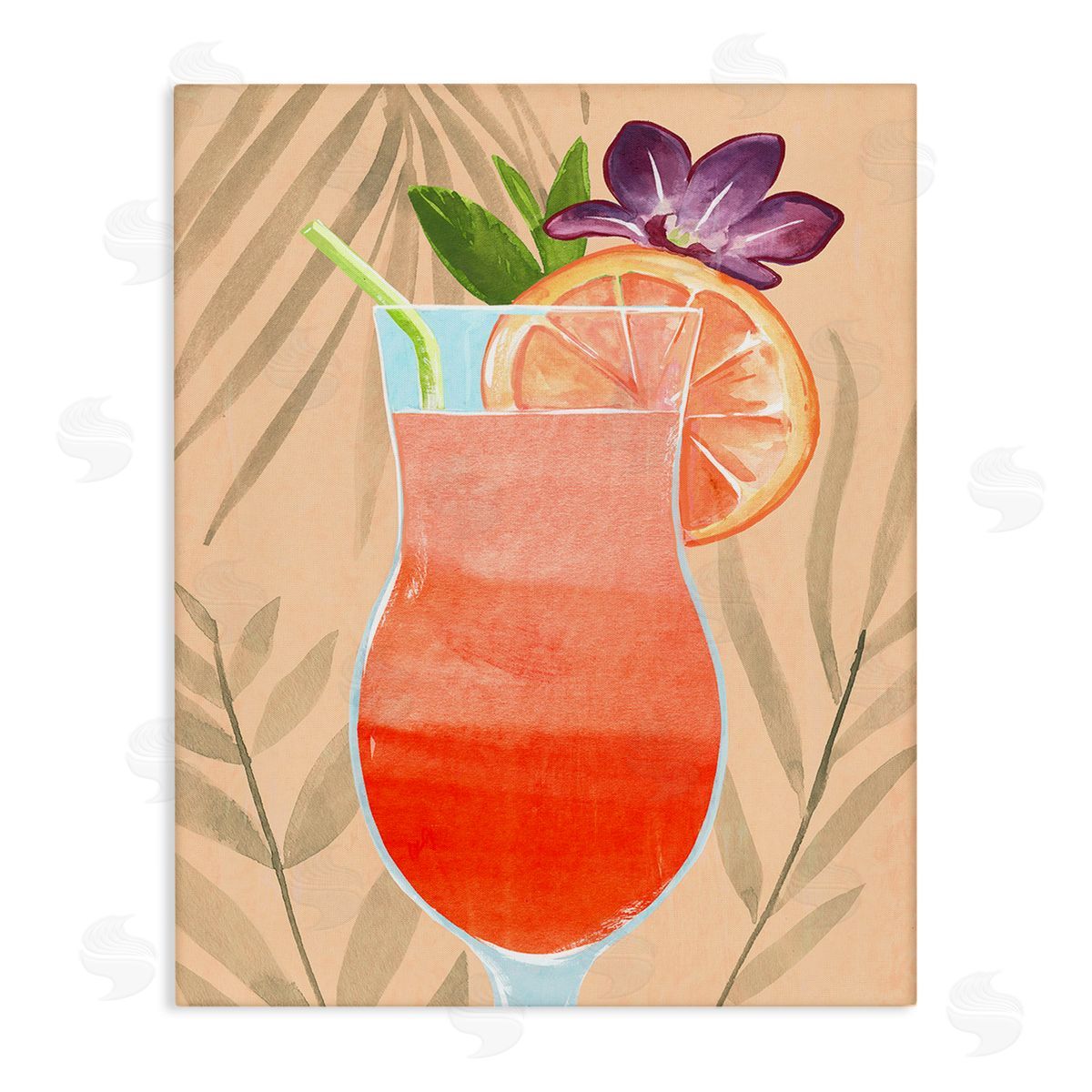Annie Warren Plant Patterned Cocktail Canvas Wall Art Print