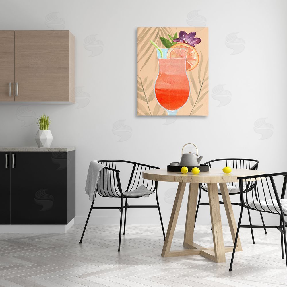 Annie Warren Plant Patterned Cocktail Canvas Wall Art Print in Room