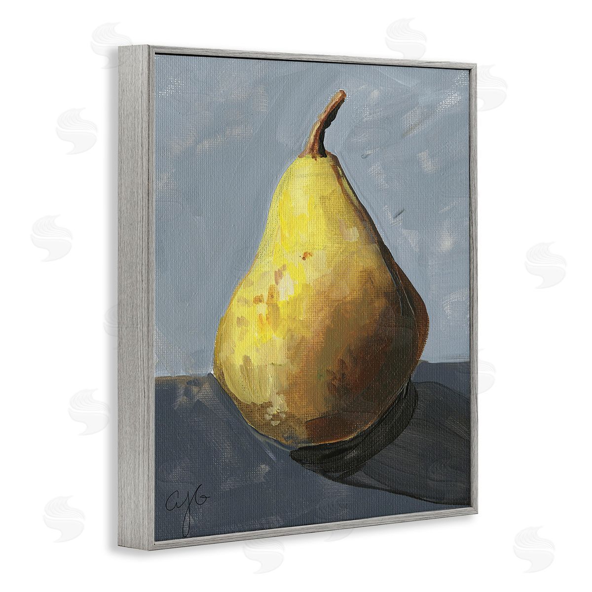 Alexandria Gilbert Kincaid Abstract Shadowed Pear Gray Framed Giclee Wall Art Print