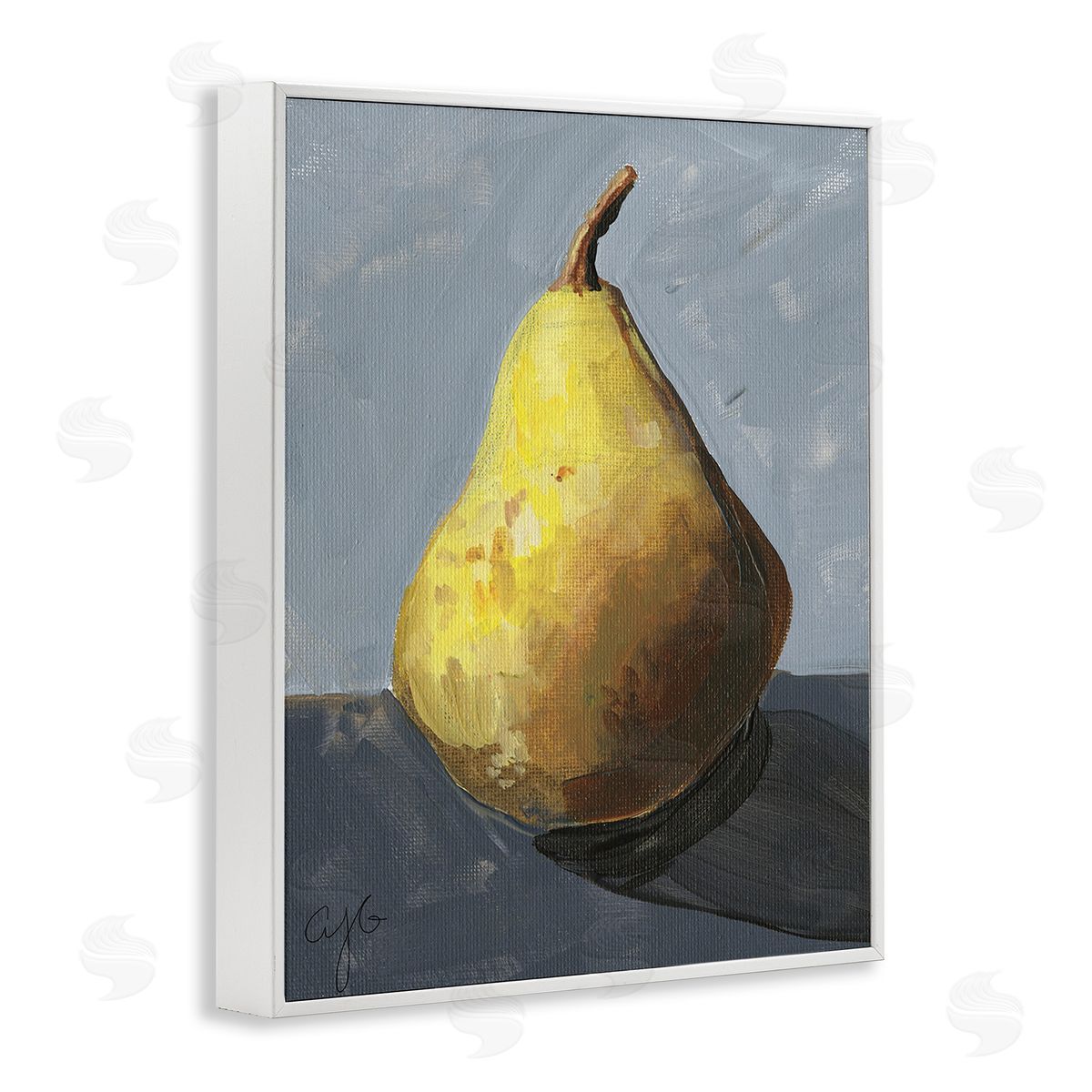Alexandria Gilbert Kincaid Abstract Shadowed Pear White Framed Giclee Wall Art Print