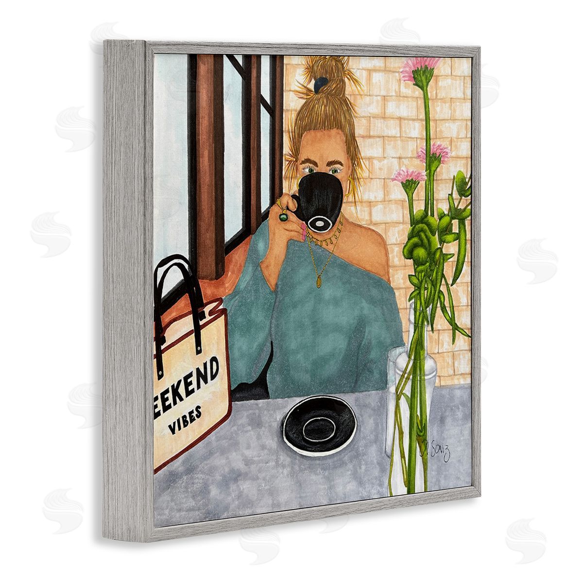 Ale Saiz Studio Weekend Vibes at Cafe Gray Framed Giclee Wall Art Print