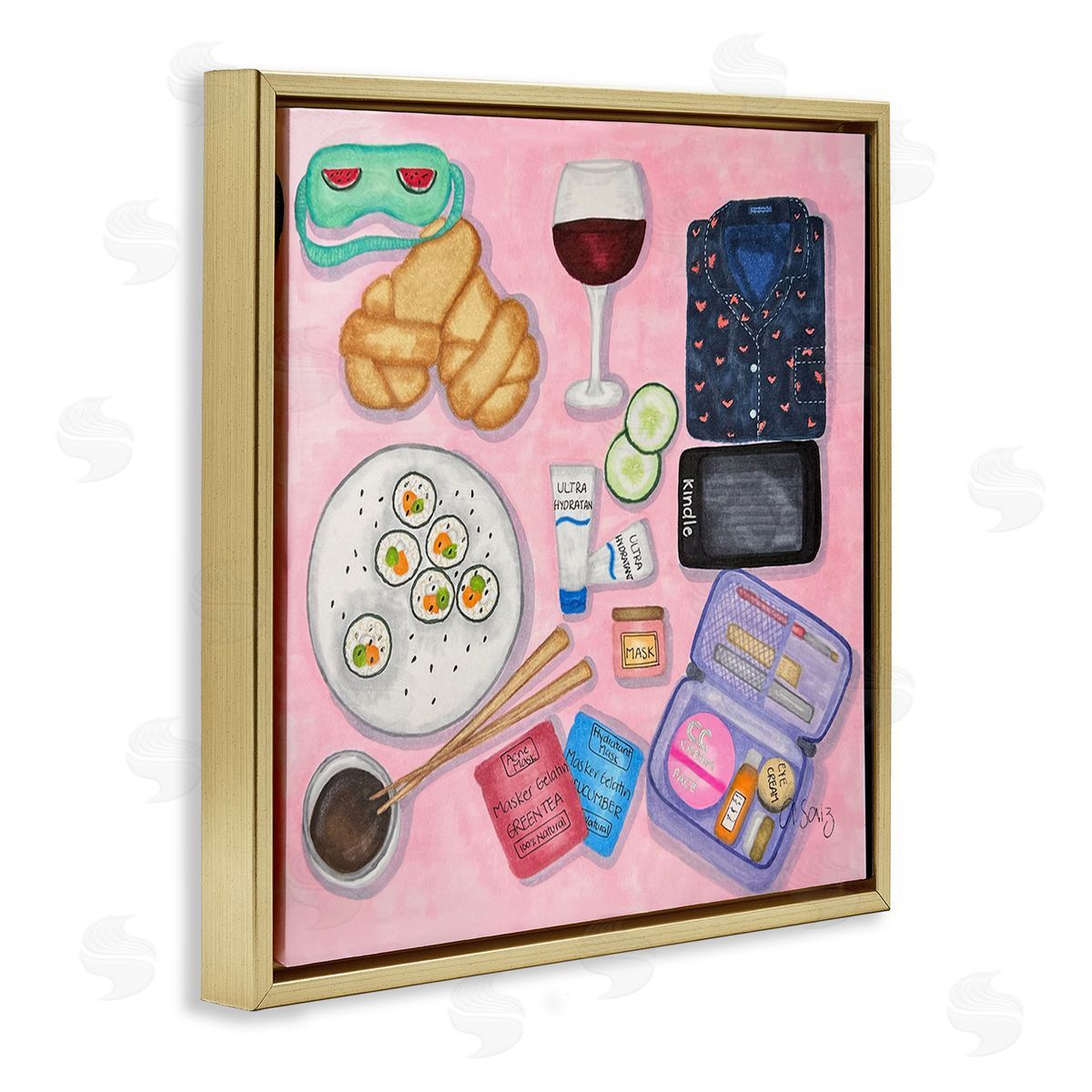 Ale Saiz Studio Weekend Night In Gold Floating Frame Canvas Wall Art Print