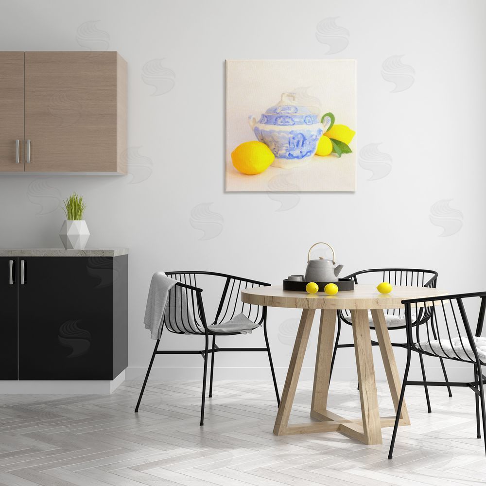 Graffitee Studios Lemons & Ornate Pottery Canvas Wall Art Print in Room