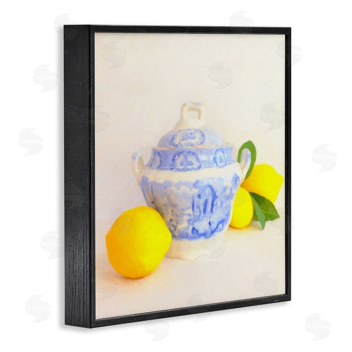 Graffitee Studios Lemons & Ornate Pottery Black Framed Giclee Wall Art Print