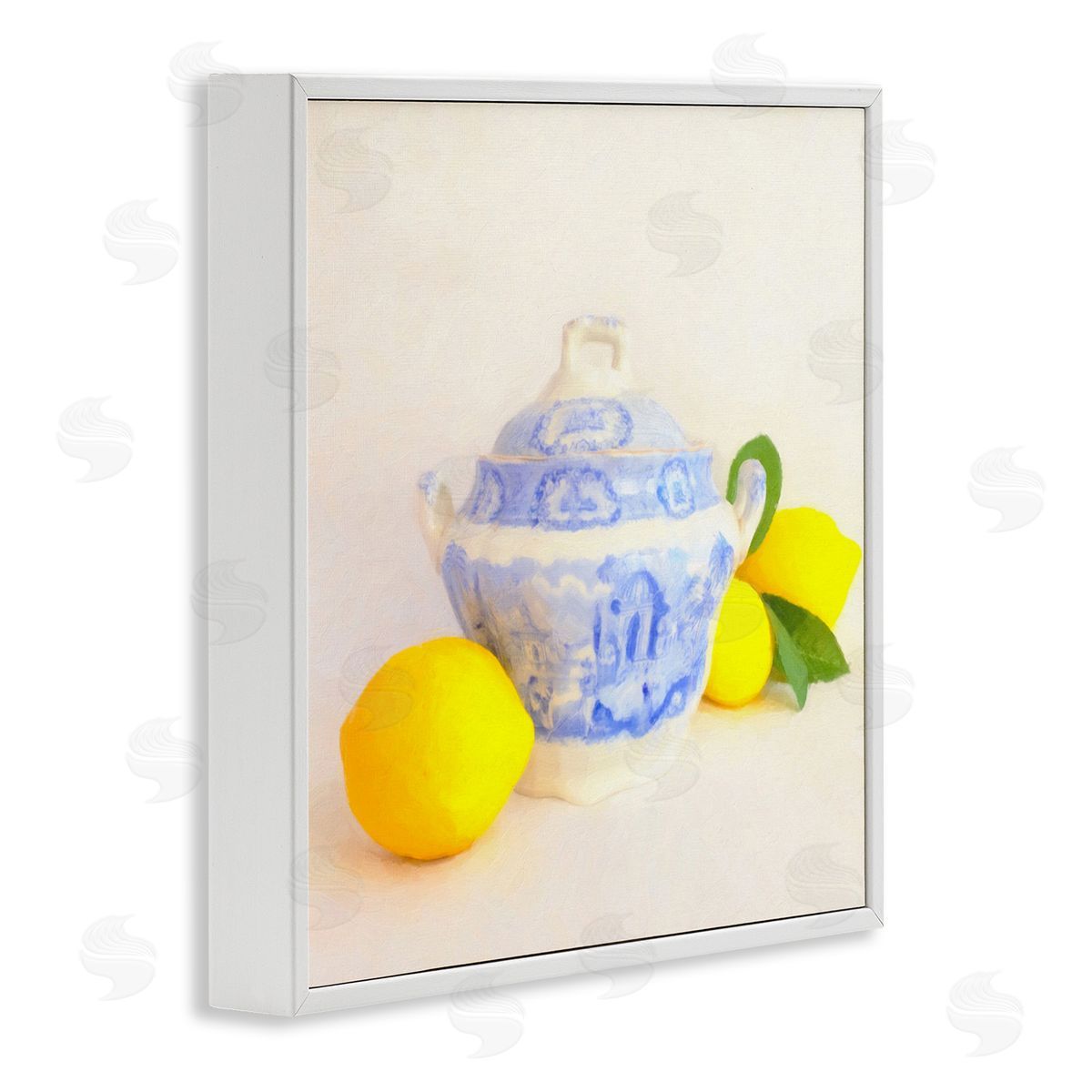 Graffitee Studios Lemons & Ornate Pottery White Framed Giclee Wall Art Print