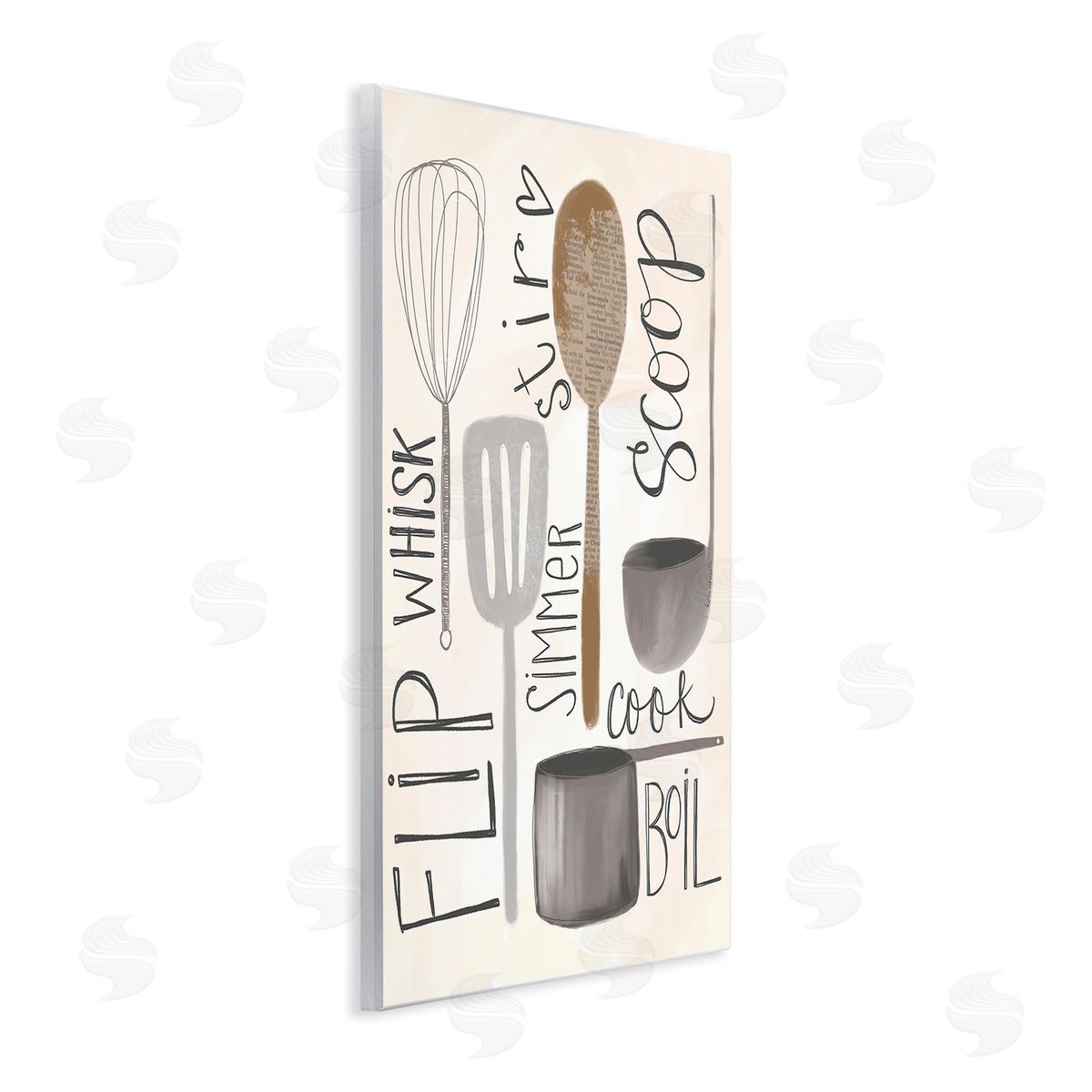 Katie Doucette Kitchen Phrases & Utensils Wooden Wall Plaque Art Print