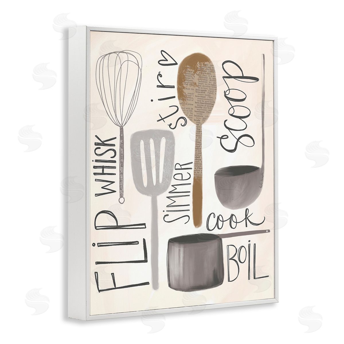 Katie Doucette Kitchen Phrases & Utensils White Framed Giclee Wall Art Print