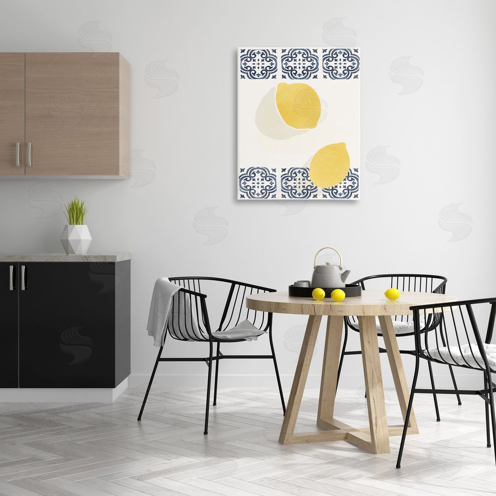 Yuyu Pont Modern Lemons with Pattern Canvas Wall Art Print in Room