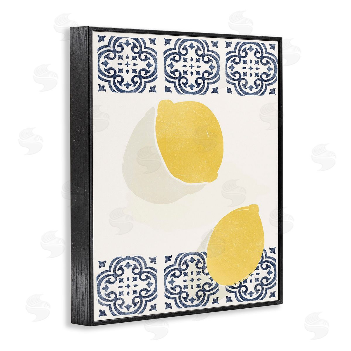 Yuyu Pont Modern Lemons with Pattern Black Framed Giclee Wall Art Print