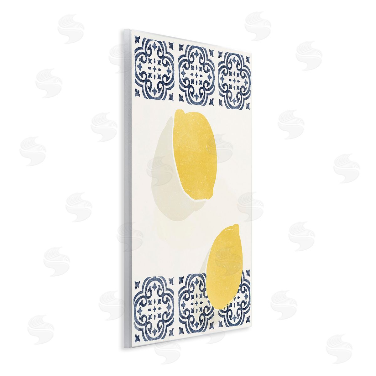 Yuyu Pont Modern Lemons with Pattern Wooden Wall Plaque Art Print