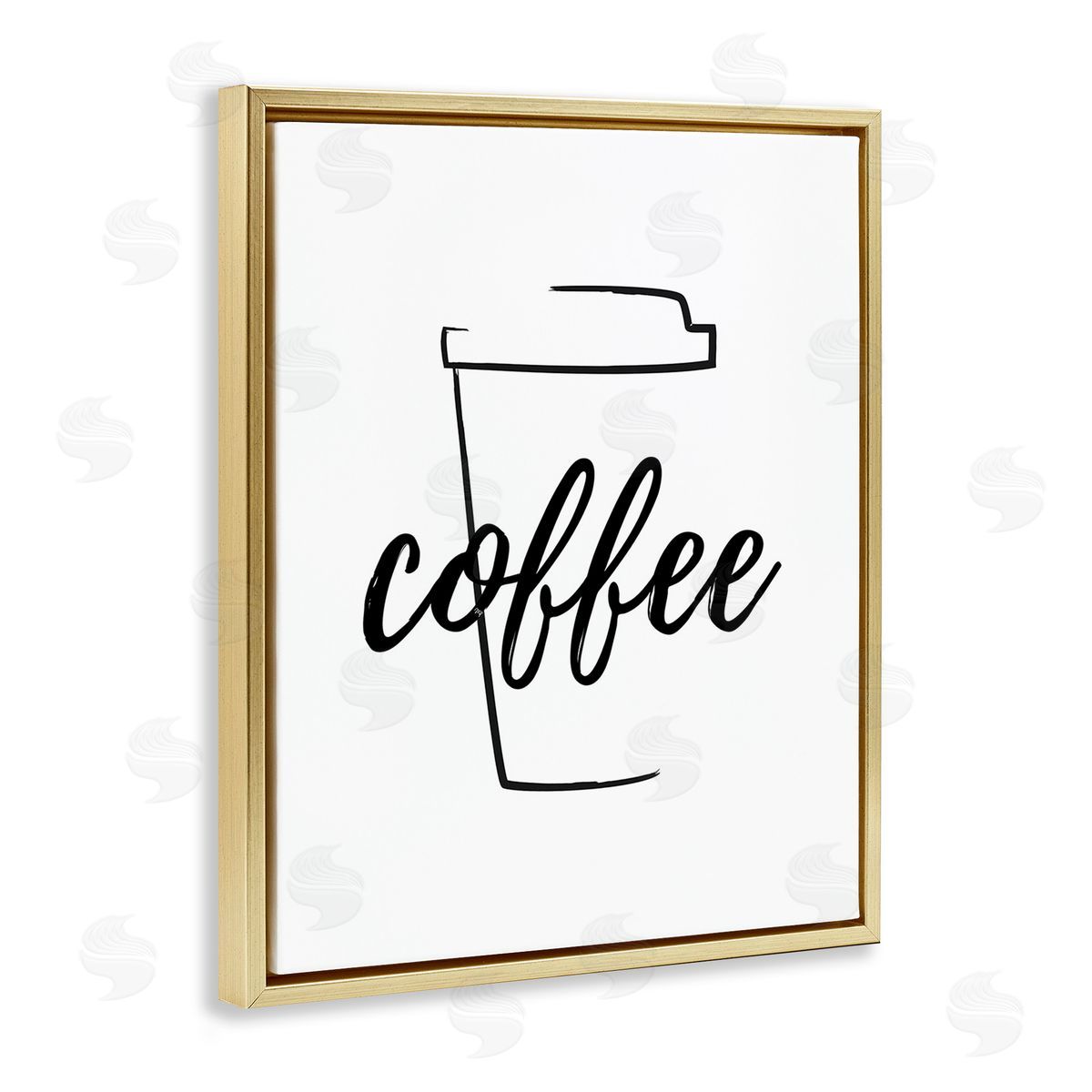 Martina Pavlova Minimal Coffee Cup Gold Floating Frame Canvas Wall Art Print