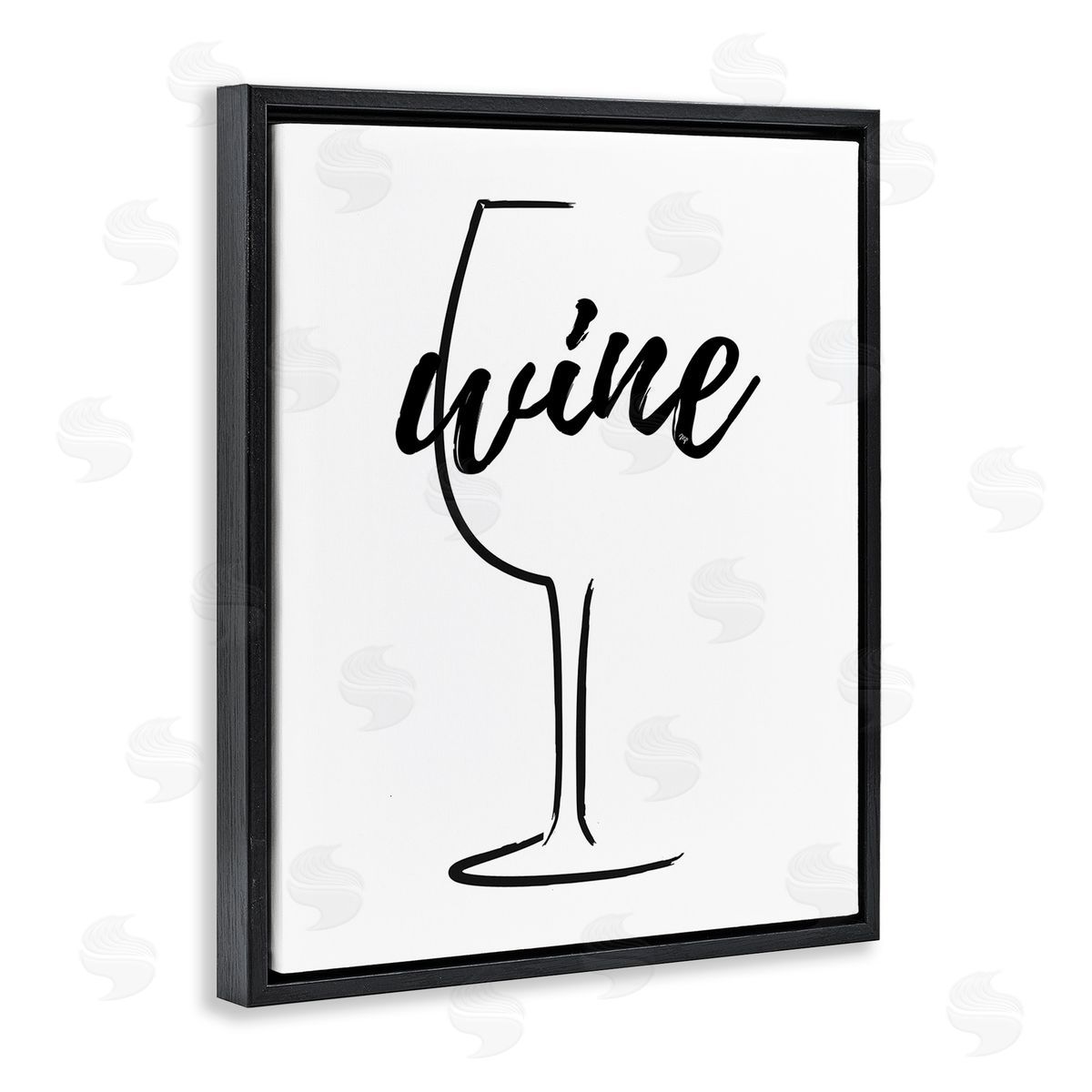 Martina Pavlova Minimal Wine Glass Black Floating Frame Canvas Wall Art Print
