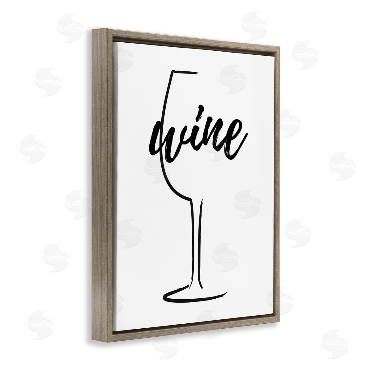 Martina Pavlova Minimal Wine Glass Brown Floating Frame Canvas Wall Art Print