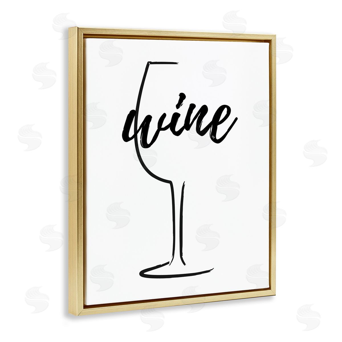 Martina Pavlova Minimal Wine Glass Gold Floating Frame Canvas Wall Art Print