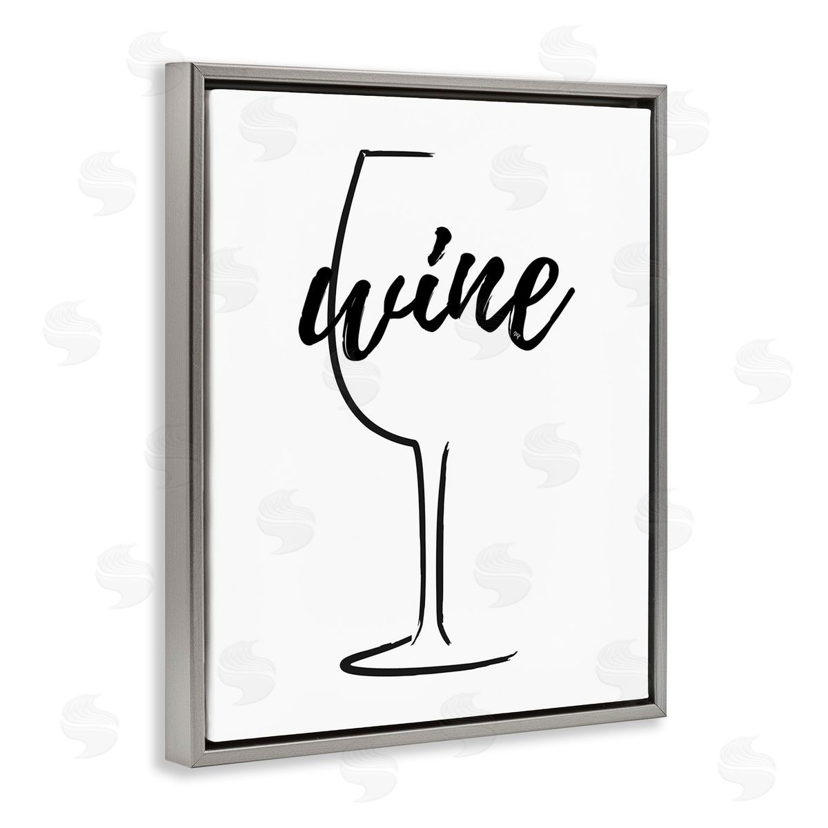 Martina Pavlova Minimal Wine Glass Gray Floating Frame Canvas Wall Art Print