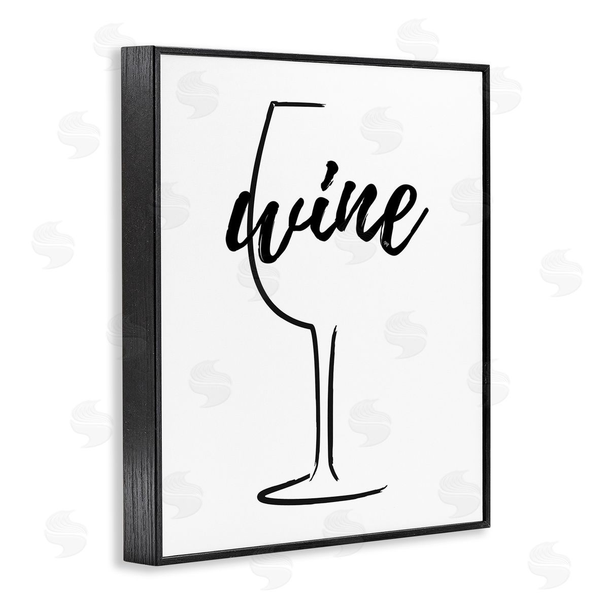 Martina Pavlova Minimal Wine Glass Black Framed Giclee Wall Art Print