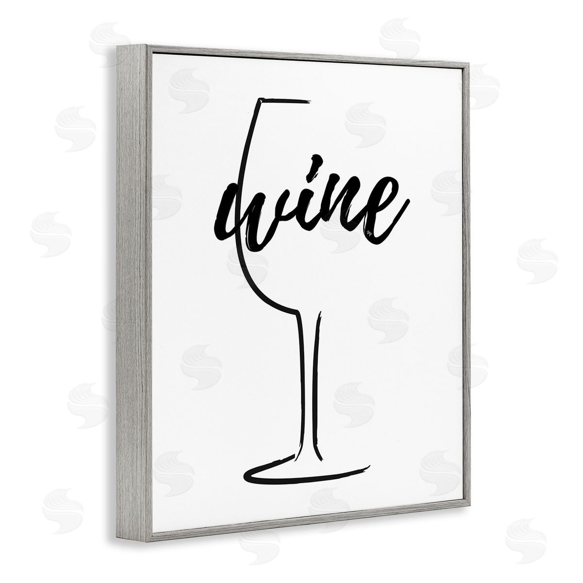 Martina Pavlova Minimal Wine Glass Gray Framed Giclee Wall Art Print