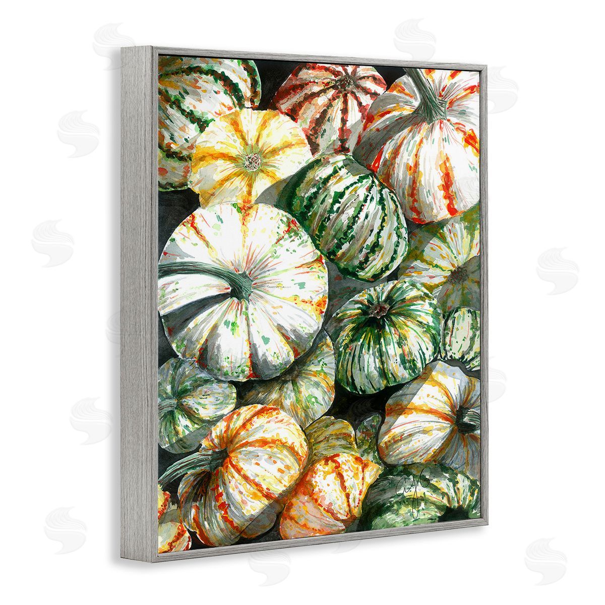Alexandria Gilbert Kincaid Mixed Gourd Pattern Gray Framed Giclee Wall Art Print