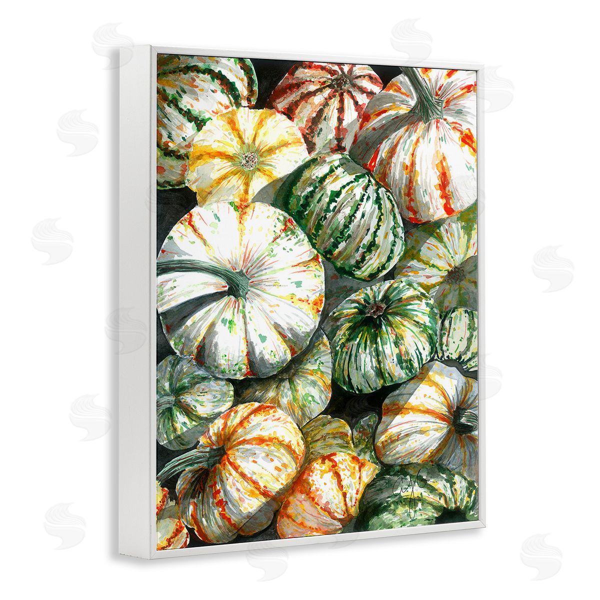 Alexandria Gilbert Kincaid Mixed Gourd Pattern White Framed Giclee Wall Art Print