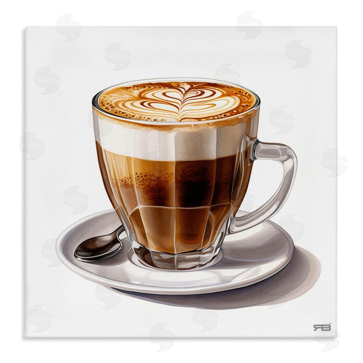 RB Latte with Milk Pattern Canvas Wall Art Print