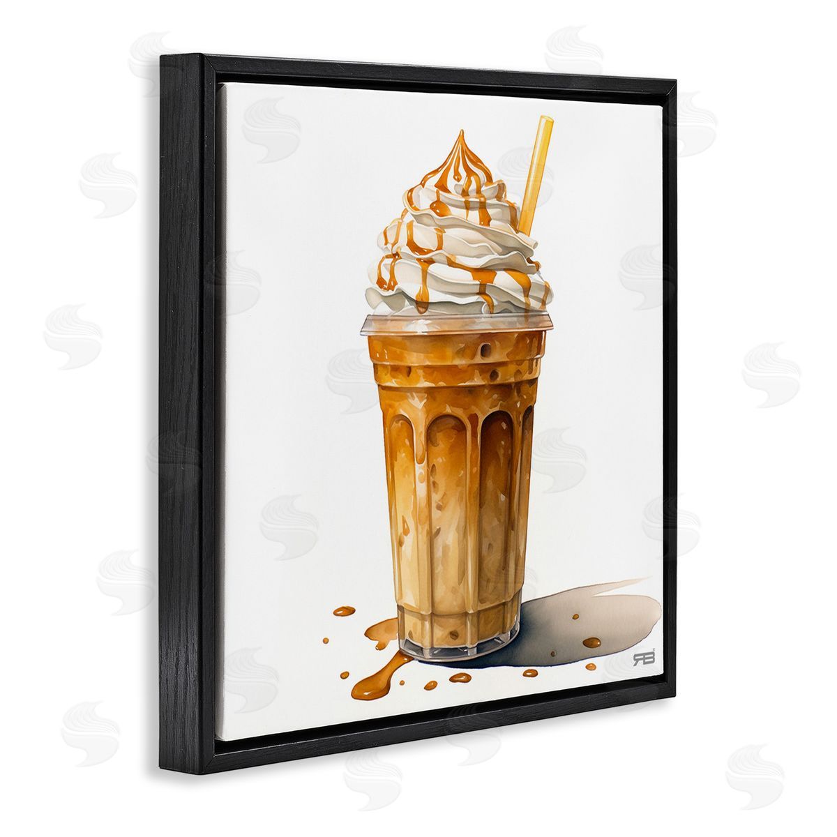 RB Coffee with Whipped Cream Black Floating Frame Canvas Wall Art Print