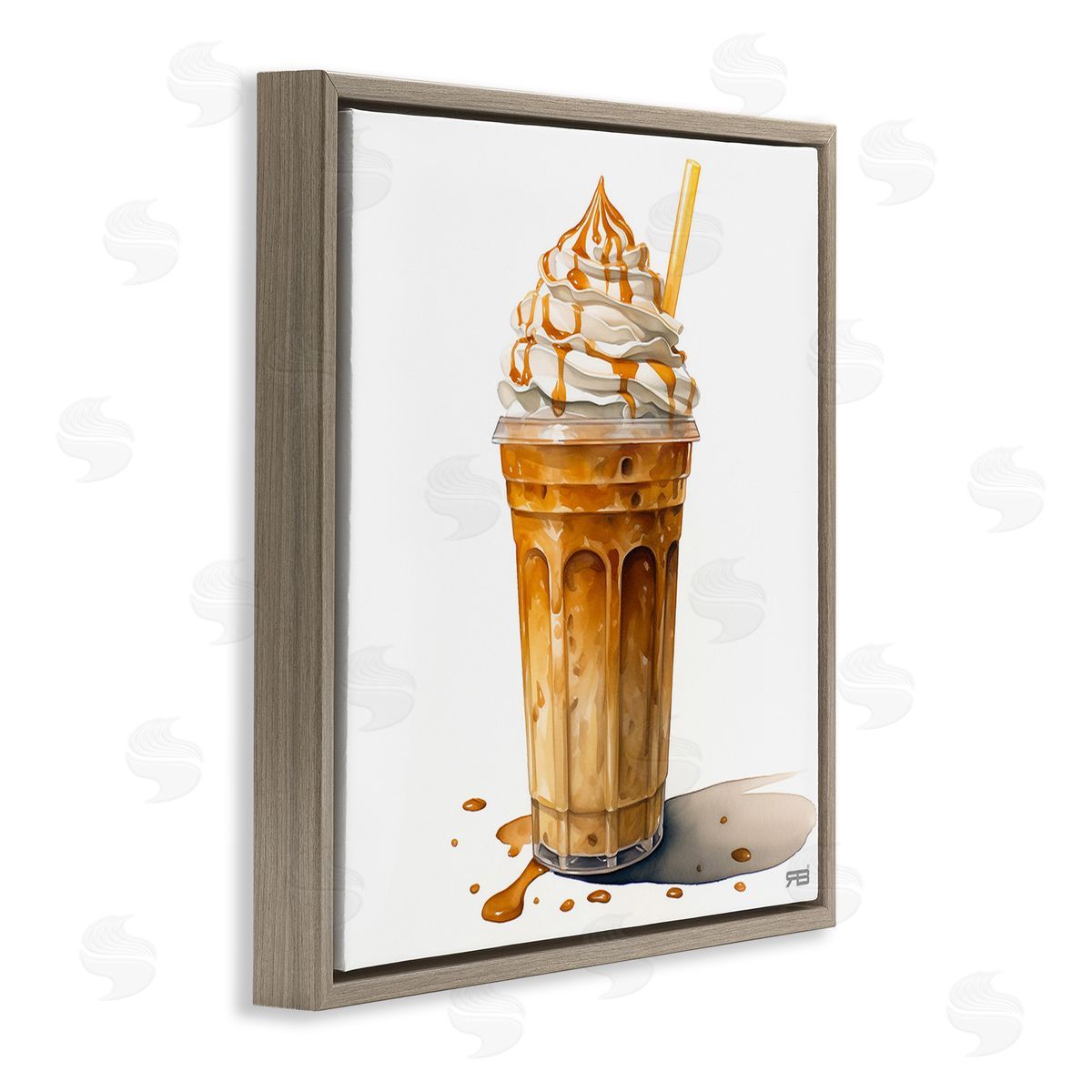 RB Coffee with Whipped Cream Brown Floating Frame Canvas Wall Art Print