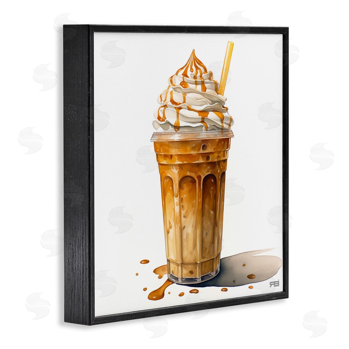 RB Coffee with Whipped Cream Black Framed Giclee Wall Art Print