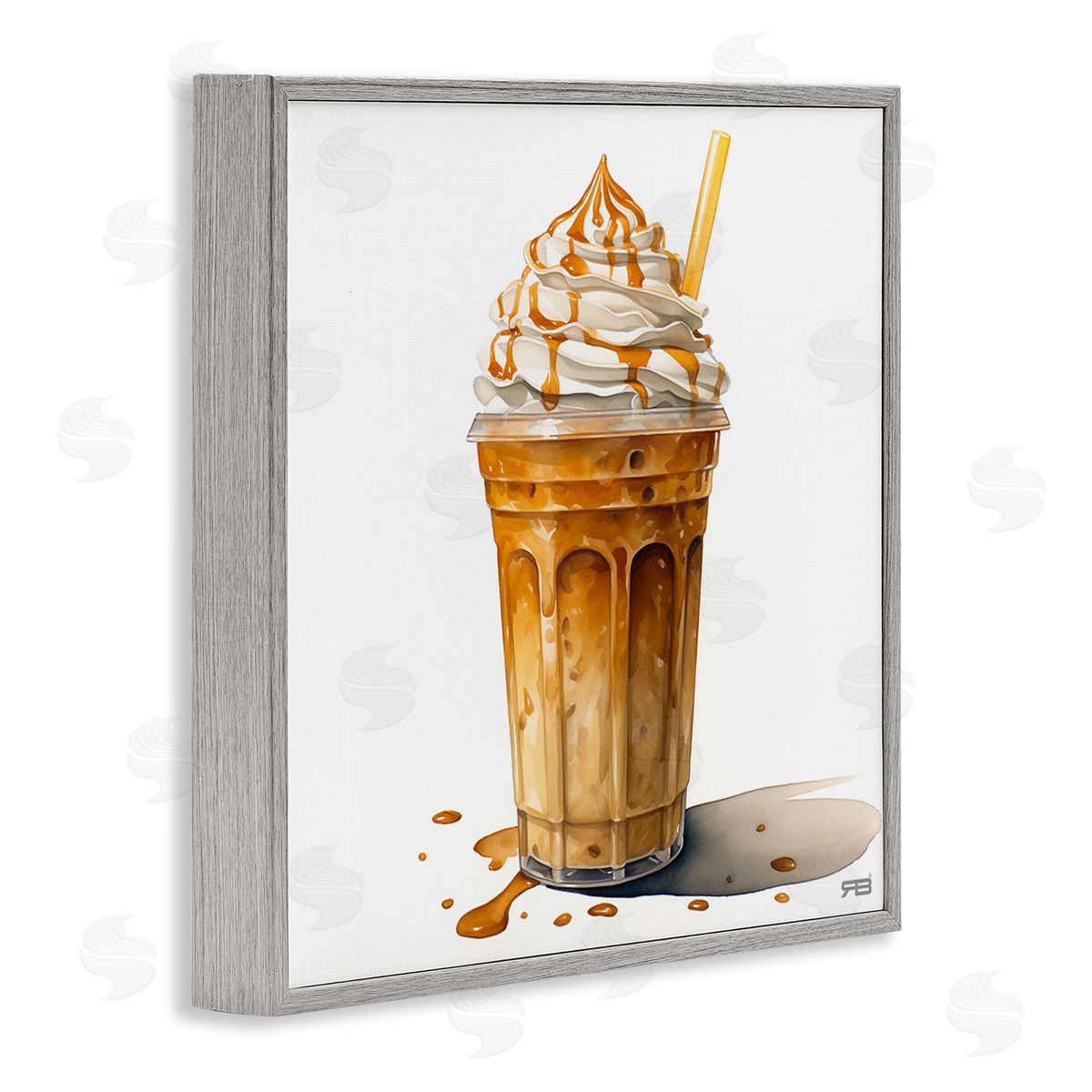 RB Coffee with Whipped Cream Gray Framed Giclee Wall Art Print