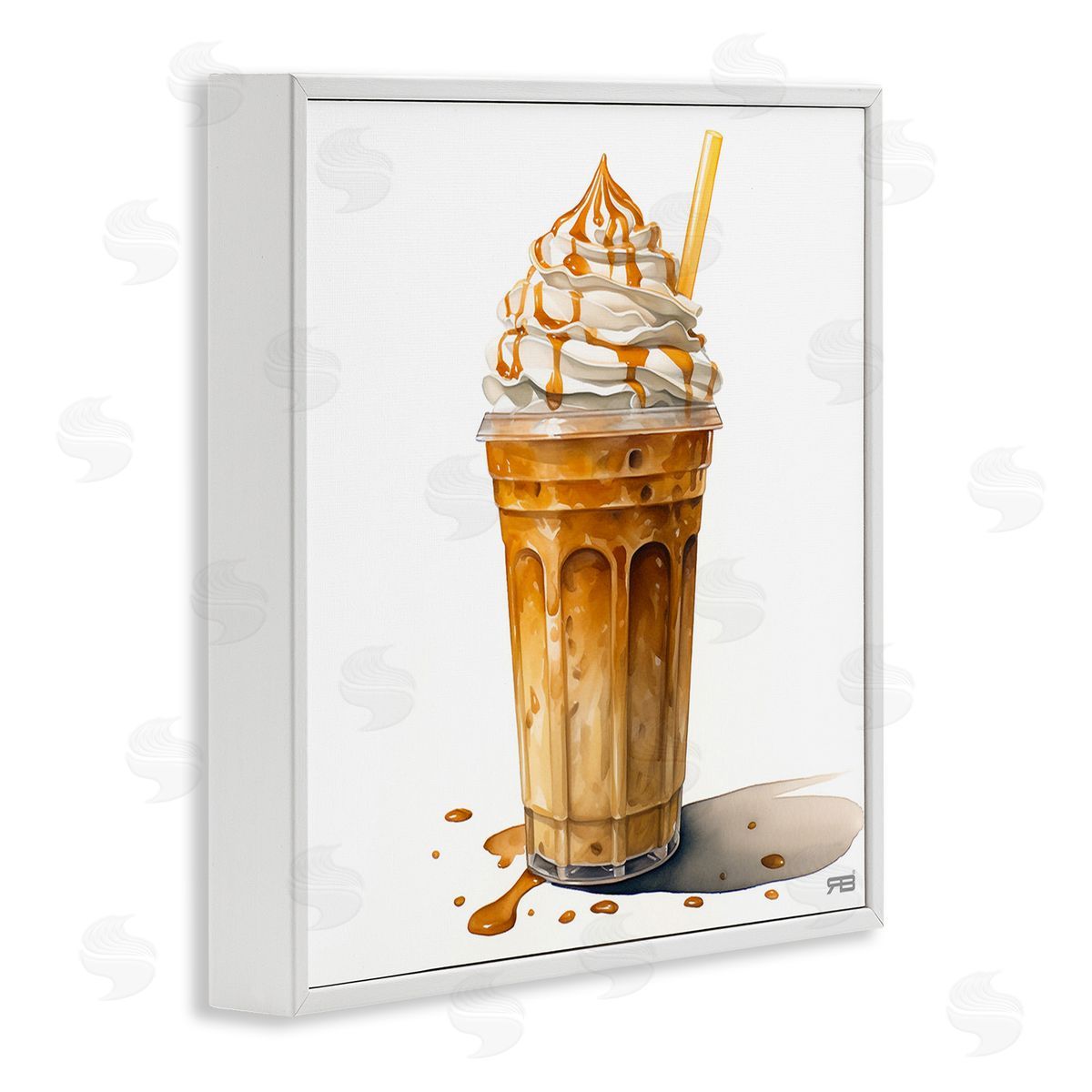 RB Coffee with Whipped Cream White Framed Giclee Wall Art Print
