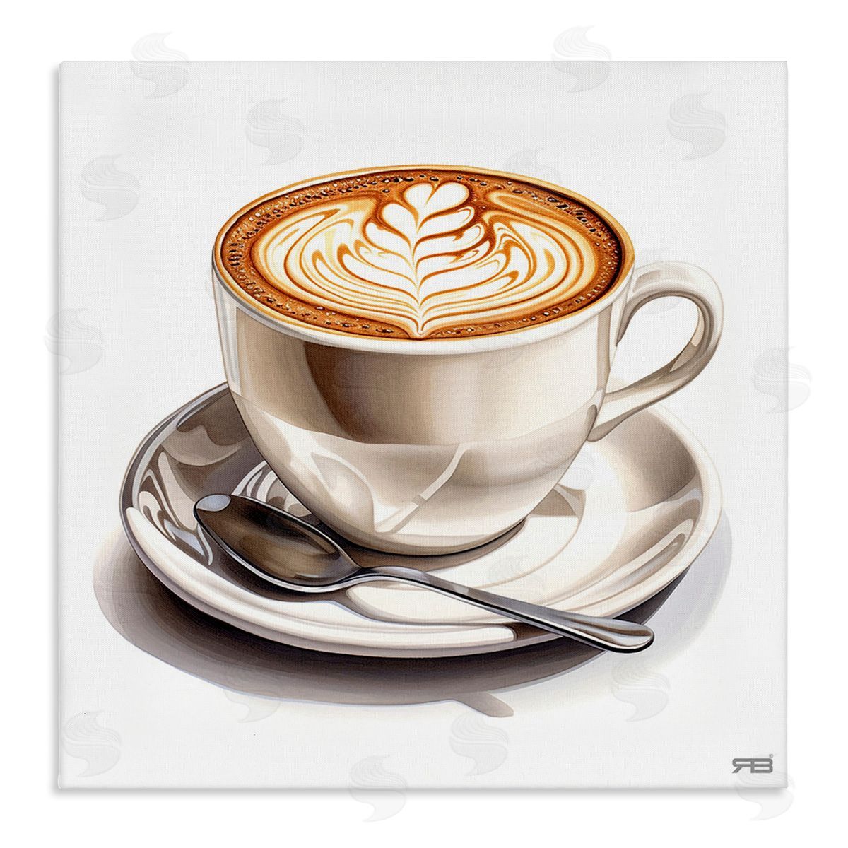 RB Espresso Latte with Pattern Canvas Wall Art Print