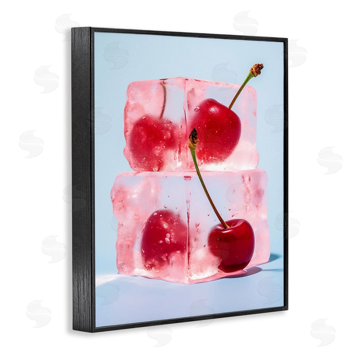 RB Cherry Ice Cubes Black Framed Giclee Wall Art Print