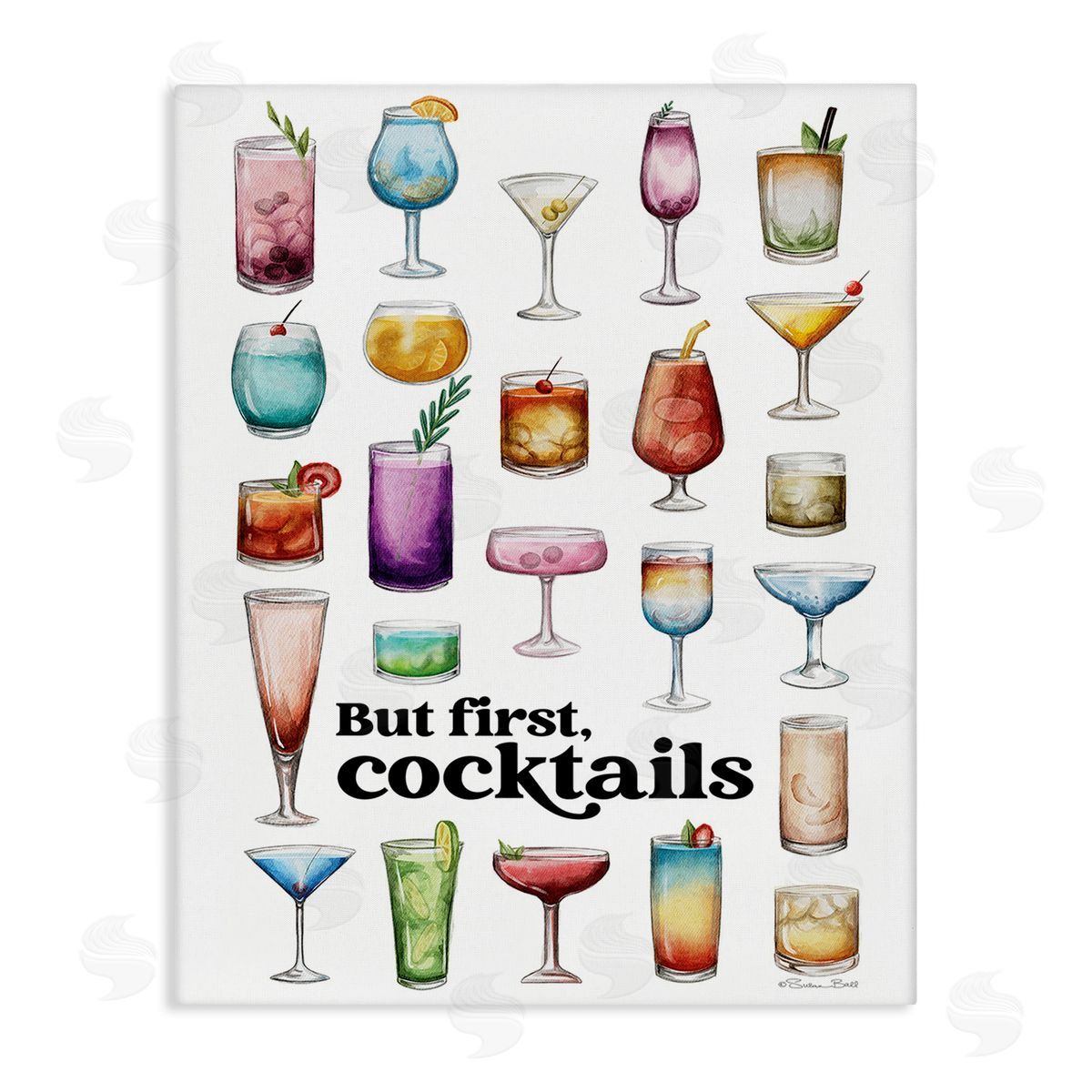 Susan Ball But First Cocktails Canvas Wall Art Print