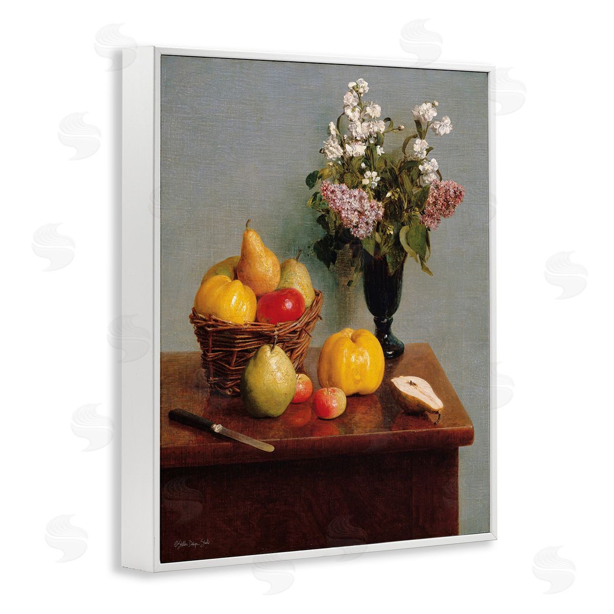 Stellar Design Studio Fruit & Flowers Still Life White Framed Giclee Wall Art Print