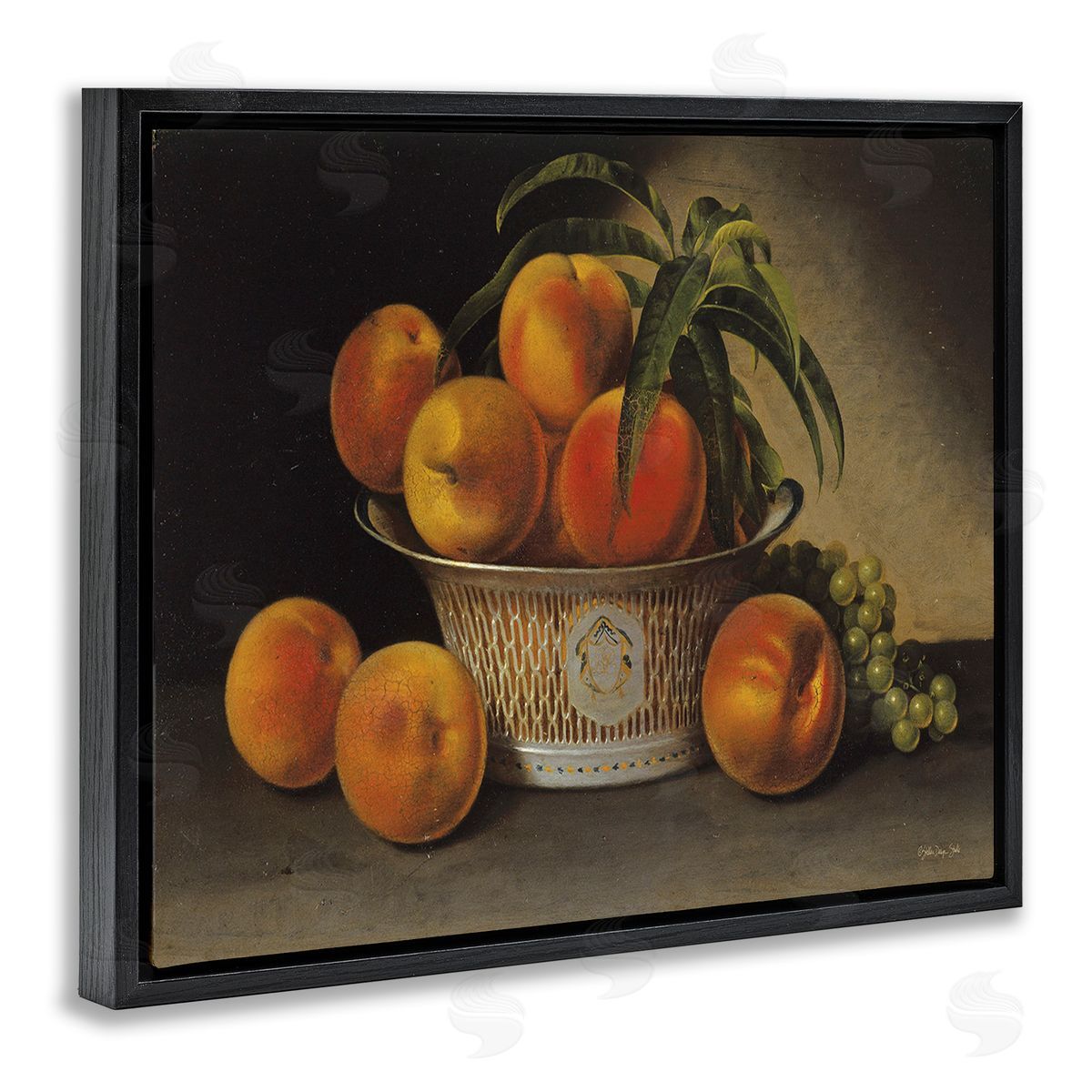 Stellar Design Studio Classic Peaches & Grapes Black Floating Frame Canvas Wall Art Print